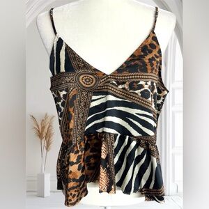One Teaspoon Bronze Rendezvous Cami in Mixed Animal Prints Size Large